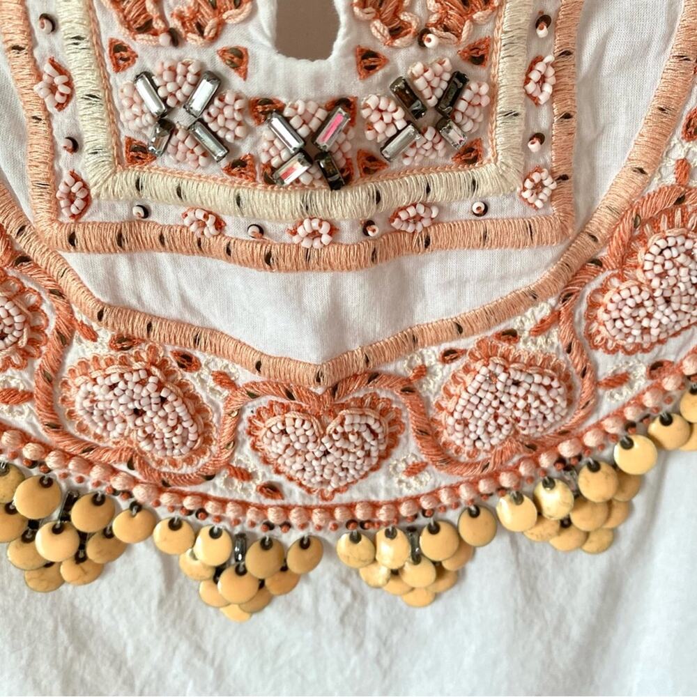 Roberto Cavalli Embellished Embroidered White Orange Women's Blouse sheer XL - Picture 7 of 8